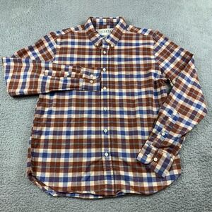 Lisboa Shirt Mens Medium Brown Plaid Portuguese Designer Long Sleeve Button Up
